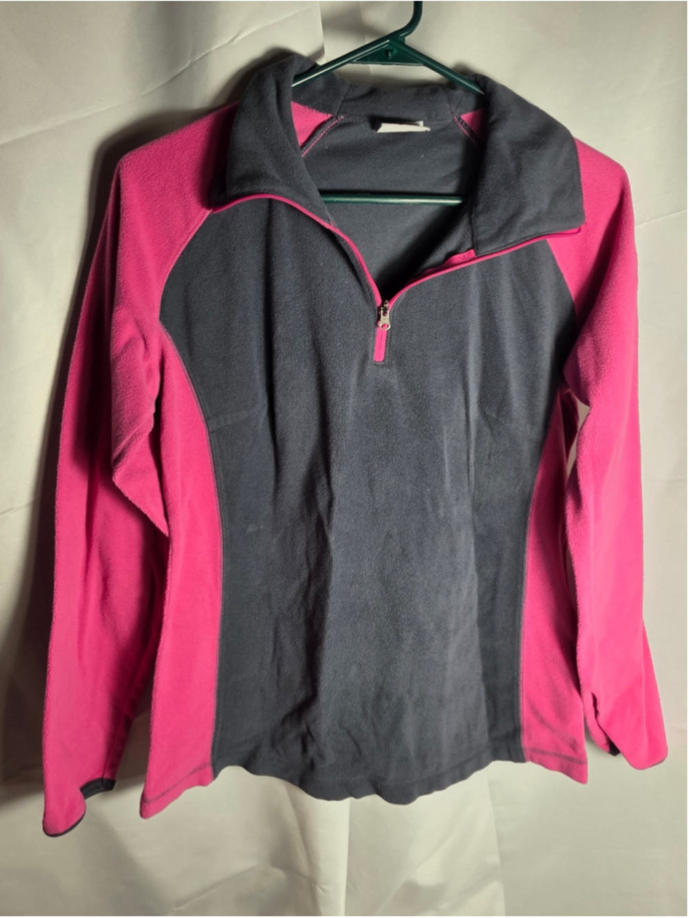 Women's Columbia Fleece Quarter-Zip Sweatshirt Pink Grey Size L Breast Cancer